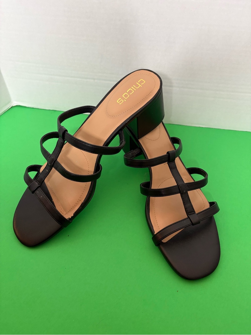 Chico's Black Multi-Strap Block Heel Sandals